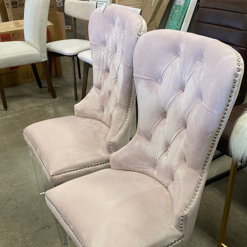 Villette Velvet Dining Chair - Pink
