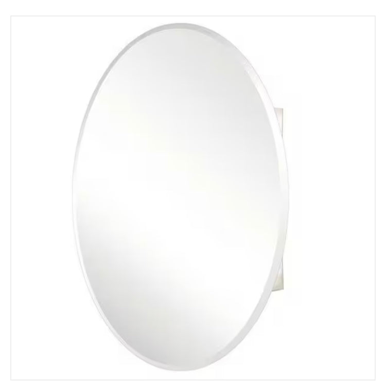 24 in. x 36 in. Recessed or Surface-Mount Oval Bathroom Medicine Cabinet with Oval Beveled Mirror