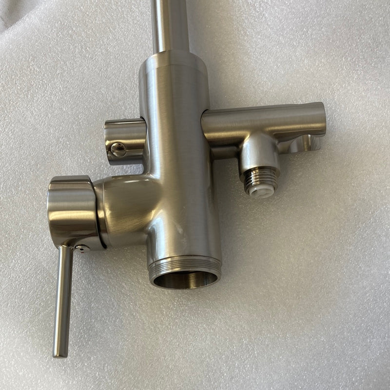 1-Handle Freestanding Floor Mount Tub Faucet Bathtub Filler with Hand Shower in Brush Nickel